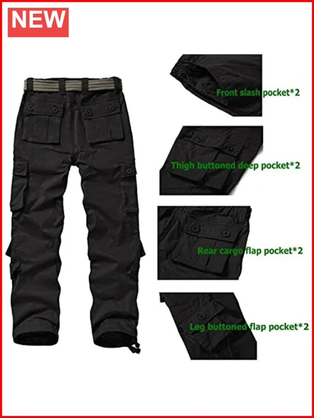 Women's Cotton Cargo Work Pants with 8 Pockets